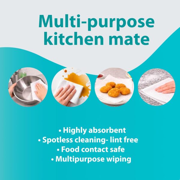 Origami 2 Ply 2 in 1 Kitchen Tissue Paper Roll | Tough, Super Absorbent & Food Safe Tissues for Spotless Cleaning | Ideal for Multi Purpose Use (60 Pulls Per Roll, 120 Sheets)