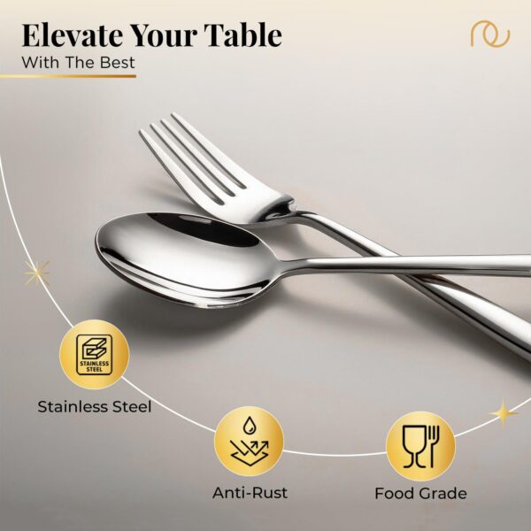 Frenchware Cutlery (Set of 12, Stainless Steel Spoons - 6 and Forks - 6), 100% Food Grade, Non Toxic, Anti-Rust, Dishwasher Safe, Perfect Gifting Set for All Occasions
