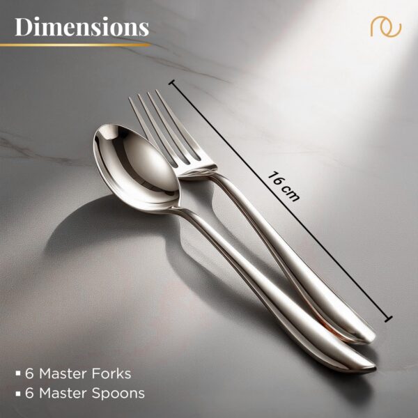 Frenchware Cutlery (Set of 12, Stainless Steel Spoons - 6 and Forks - 6), 100% Food Grade, Non Toxic, Anti-Rust, Dishwasher Safe, Perfect Gifting Set for All Occasions