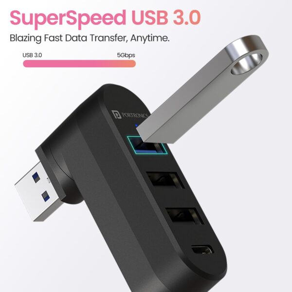 1776085539_Portronics-MPort-Spin-4-in-1-USB-Hub-Dock-with-Type-C-USB-3.0-SuperSpeed-Rotating-USB-Plug-2-Port-USB-2.0-High-Speed-for-Laptop-PC-Black.jpg Portronics MPort Spin 4-in-1 USB Hub Dock with Type-C, USB 3.0 SuperSpeed, Rotating USB Plug, 2-Port USB 2.0 High-Speed, for Laptop, PC (Black)