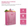 Shopping Bag, Bigshopper, Grocery Bag, Large Reusable Multi-Purpose Shopping Bag for Grocery | Rectangular Boxy | Vegetables & Kitchen Essentials | Tote Bag, Stripe Print 50X40X10 cm