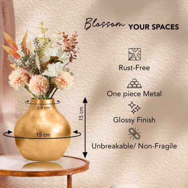 1776095548_Nostrae-by-Ekhasa-Unbreakable-Metallic-Gold-Flower-Vase-for-Home-Decor-Aesthetic-Flower-Vase-Gift-for-Weddings-Housewarmings-Parties-Decorative-Metal-Vase-for-Living-Room-Dining-Table-Office.jpg Nostrae by Ekhasa Unbreakable Metallic Gold Flower Vase for Home Decor | Aesthetic Flower Vase Gift for Weddings, Housewarmings, Parties | Decorative Metal Vase for Living Room, Dining Table, Office