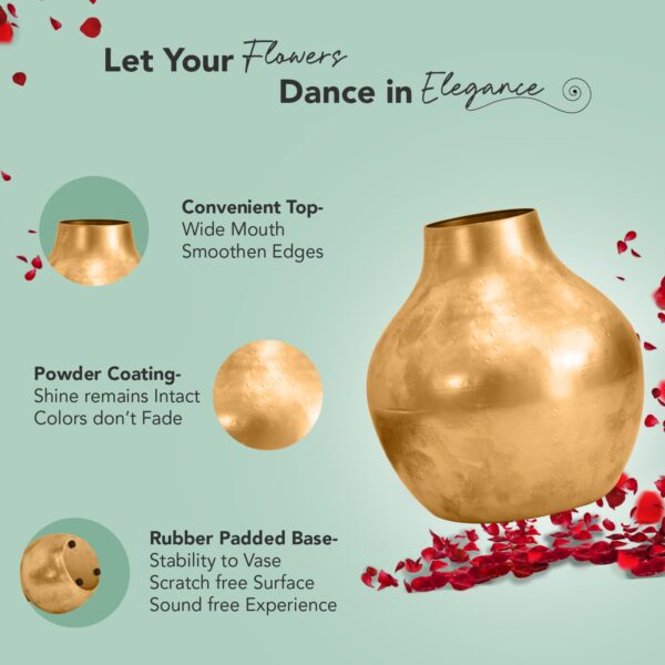 1776095549_Nostrae-by-Ekhasa-Unbreakable-Metallic-Gold-Flower-Vase-for-Home-Decor-Aesthetic-Flower-Vase-Gift-for-Weddings-Housewarmings-Parties-Decorative-Metal-Vase-for-Living-Room-Dining-Table-Office.jpg Nostrae by Ekhasa Unbreakable Metallic Gold Flower Vase for Home Decor | Aesthetic Flower Vase Gift for Weddings, Housewarmings, Parties | Decorative Metal Vase for Living Room, Dining Table, Office