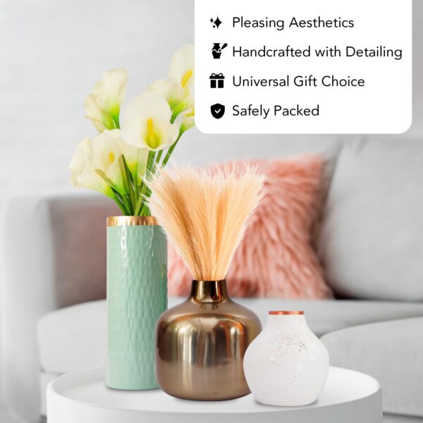 1776095551_Nostrae-by-Ekhasa-Unbreakable-Metallic-Gold-Flower-Vase-for-Home-Decor-Aesthetic-Flower-Vase-Gift-for-Weddings-Housewarmings-Parties-Decorative-Metal-Vase-for-Living-Room-Dining-Table-Office.jpg Nostrae by Ekhasa Unbreakable Metallic Gold Flower Vase for Home Decor | Aesthetic Flower Vase Gift for Weddings, Housewarmings, Parties | Decorative Metal Vase for Living Room, Dining Table, Office