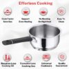 Vinod Tivoli Stainless Steel Saucepan - 1.1 Litre, 14 cm | Sandwich Bottom for Even Heating, Bakelite Handle Tea Pan, Induction Utensil | for Milk Boiling, Chai, Sauce Pot | Perfect for Daily Cooking