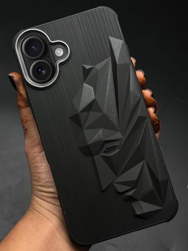 NIUKIN Mobile Case for iPhone 17 | 3D Engraved Design | Metallic Camera Ring | Shockproof Scratch Proof Cover | Black