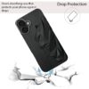 NIUKIN Mobile Case for iPhone 17 | 3D Engraved Design | Metallic Camera Ring | Shockproof Scratch Proof Cover | Black
