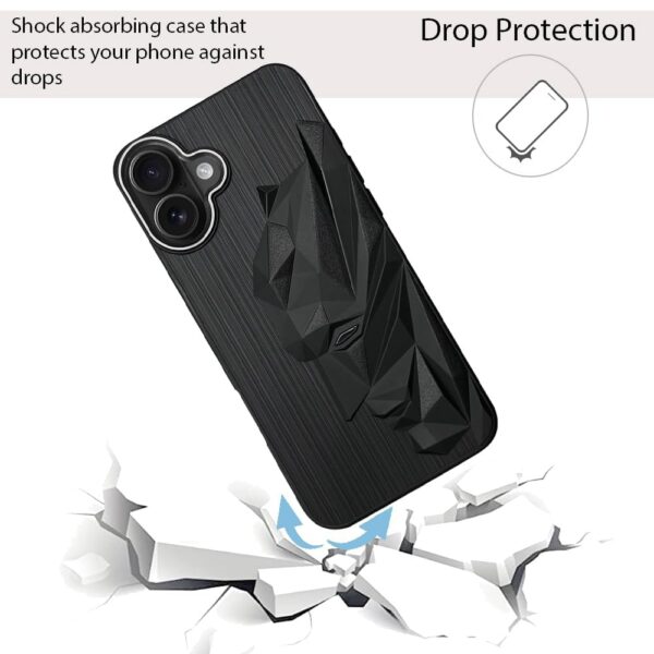 NIUKIN Mobile Case for iPhone 17 | 3D Engraved Design | Metallic Camera Ring | Shockproof Scratch Proof Cover | Black