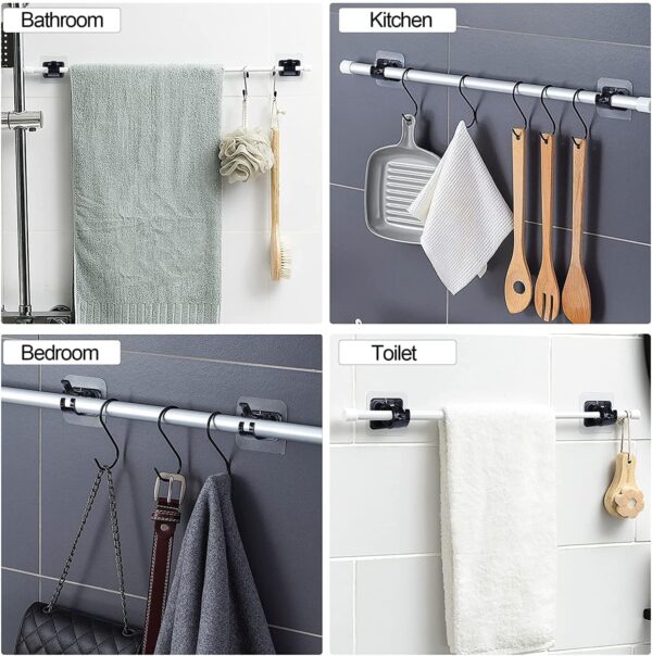 Self Adhesive Magic Wall Mounted Stickers for Kitchen and Bathroom Utility Heavy Duty and Storage Racks No Drill Waterproof Hangers Clear-Black-Pack of -10