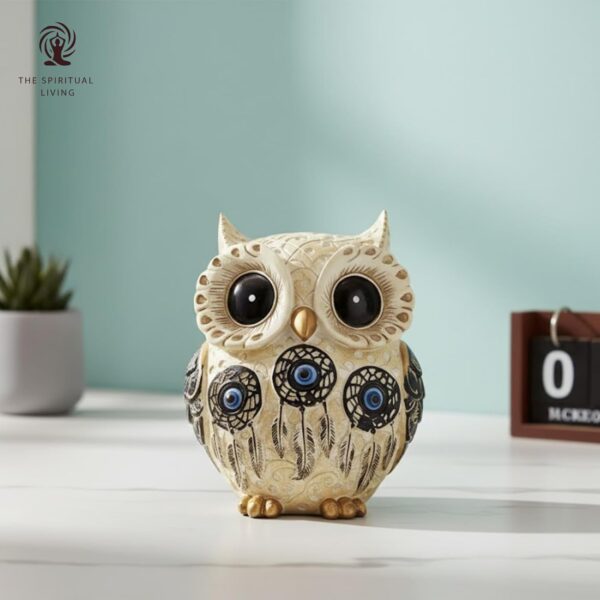 The Spiritual Living Owl Statue for Good Luck II Aesthetic Resin Owl Art Figure Showpiece II 3.5 Inch II Feng Shui & Vastu II Evil Eye II Showpiece for Home Decor II II (6 INCH, 1)