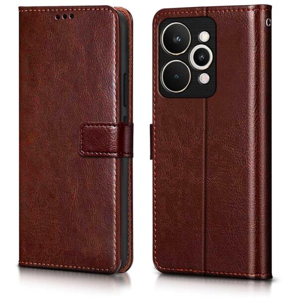 WOW IMAGINE Shock Proof Flip Cover Back Case Cover for WOW IMAGINE Shock Proof Flip Cover Back Case Cover for Realme 15 5G (Flexible | Leather Finish | Card Pockets Wallet & Stand | Chestnut Brown)