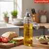 SignoraWare Eze Flow Borosilicate Glass Oil Dispenser | Measurement Marking | Wide Bottleneck for Easy Reffiling | Lock Nozzle Lid | Essential oils | Grilling | Home & Restaurant use (1 ltr | Clear)