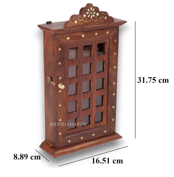 Wooden Key Holder Wall Hanging With 6 Hooks for Home Office Bedroom Living Room - Key Box Cabinet Rack
