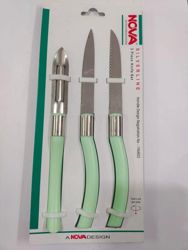 Nova Brand Knife Set of 3 (Multicolor) (Includes 2 Pieces of Knives & 1 Peeler) Stainless Steel Knife Set