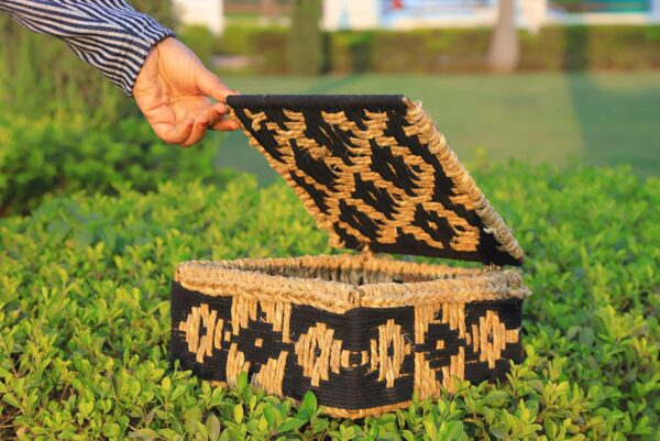 1776125949_Handmade-Jute-Storage-Box-With-Lid-–-Black-Natural-Woven-Decorative-Organizer-–-Eco-Friendly-Multipurpose-Basket-For-Jewelry-Gifts-Home-Decor.jpg Handmade Jute Storage Box With Lid – Black & Natural Woven Decorative Organizer – Eco-Friendly Multipurpose Basket For Jewelry, Gifts & Home Decor