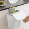 HOKIPO Plastic Hanging/Wall Mounted Dustbin For Bathroom Toilet Kitchen Home Or Office, White, Pack Of 1 (AR3992), Open-Top