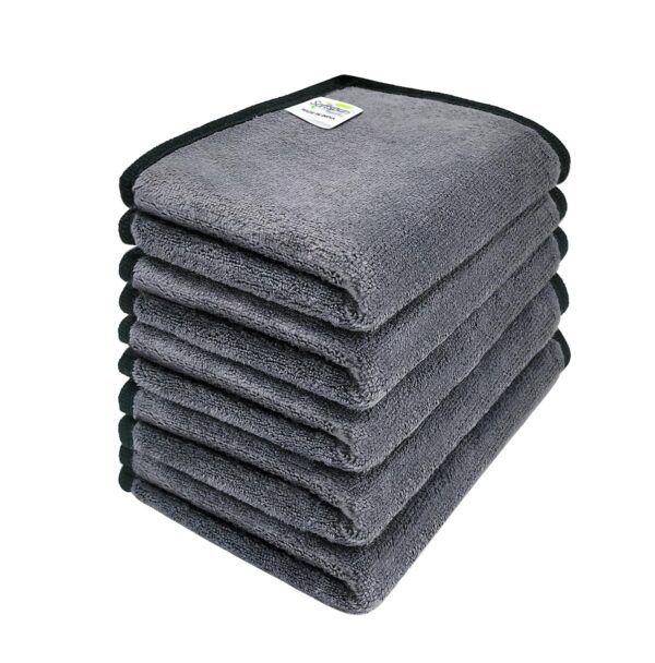 SOFTSPUN Microfiber Super Absorbent Small Wipes 500 GSM 20X30 Cms 5 Piece Grey! Highly Absorbent Lint and Streak Free Multi -Purpose Wash Cloth for Kitchen Window Stainless Steel Silverware.