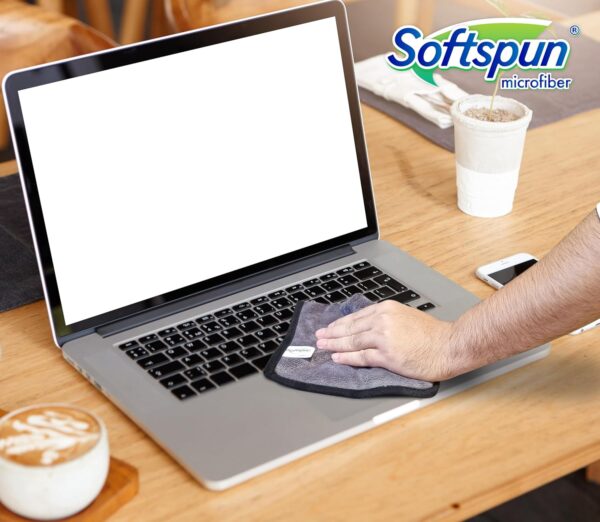 SOFTSPUN Microfiber Super Absorbent Small Wipes 500 GSM 20X30 Cms 5 Piece Grey! Highly Absorbent Lint and Streak Free Multi -Purpose Wash Cloth for Kitchen Window Stainless Steel Silverware.