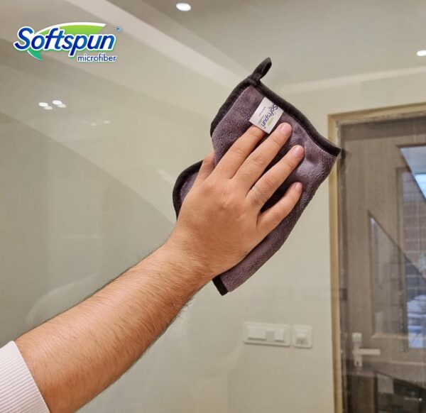 SOFTSPUN Microfiber Super Absorbent Small Wipes 500 GSM 20X30 Cms 5 Piece Grey! Highly Absorbent Lint and Streak Free Multi -Purpose Wash Cloth for Kitchen Window Stainless Steel Silverware.