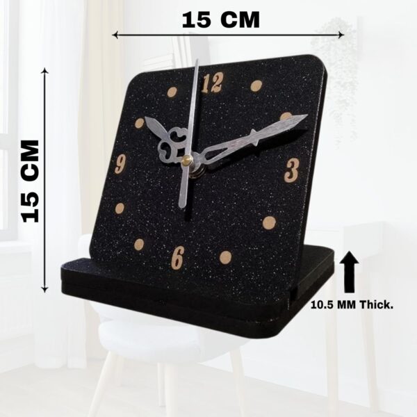 1776138868_Desktop-Analog-Clock-with-Stand-Black-Sparkle-Finish-Decorative-Table-Clock-for-Study.jpg Desktop Analog Clock with Stand, Black Sparkle Finish, Decorative Table Clock for Study