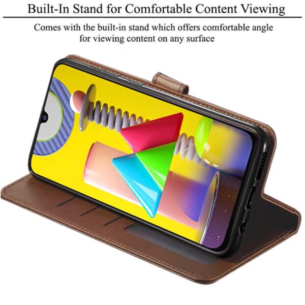 Amazon Brand - Solimo Shock Proof Flip Cover Back Case Cover for Samsung Galaxy A16 5G (Flexible | Leather Finish | Card Pockets Wallet & Stand | Chestnut Brown)