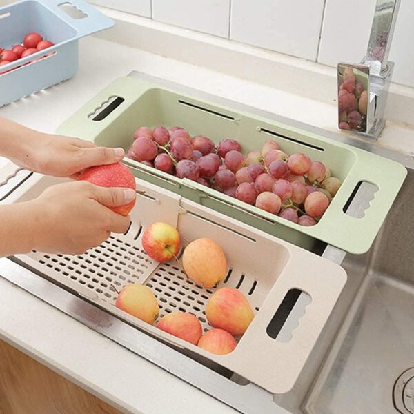 1776141273_Plastic-Expandable-Kitchen-Dish-Drainer-and-Drying-Rack-Sink-Basket-for-Washing-Bowls-Utensils-Vegetables-Fruits-Storage-Organiser.jpg Plastic Expandable Kitchen Dish Drainer and Drying Rack | Sink Basket for Washing Bowls, Utensils, Vegetables, Fruits & Storage Organiser