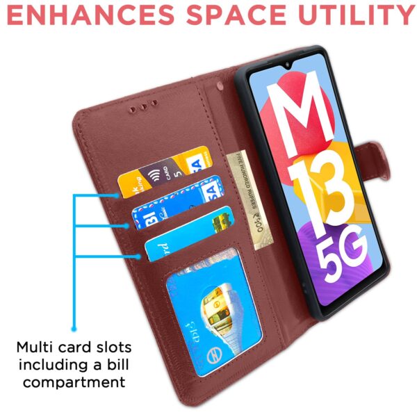 1776144232_Pikkme-Samsung-Galaxy-M13-5G-Flip-Case-Leather-Finish-Inside-TPU-with-Card-Pockets-Wallet-Stand-Magnetic-Closing-Complete-Protection-Flip-Cover-for-Samsung-Galaxy-M13-5G-Brown.jpg Pikkme Samsung Galaxy M13 5G Flip Case Leather Finish | Inside TPU with Card Pockets | Wallet Stand | Magnetic Closing | Complete Protection Flip Cover for Samsung Galaxy M13 5G (Brown)