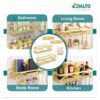 JIALTO 5 in 1 Self-Adhesive Bathroom Organizer Combo - No Drill Wall Mounted Shelf Stand with Metal Racks, Toothbrush Holder, Soap Dish & Storage Tray - Multipurpose Bathroom Accessories (Golden)