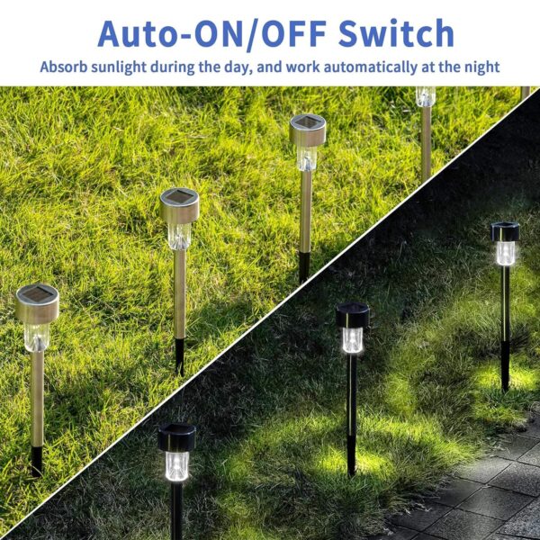 Solar Outdoor Lights, Solar Lights Outdoor Waterproof, Stainless Steel LED Pathway Lights Outdoor Solar Lights Solar Garden Lights for Patio, Lawn, Yard and Landscape