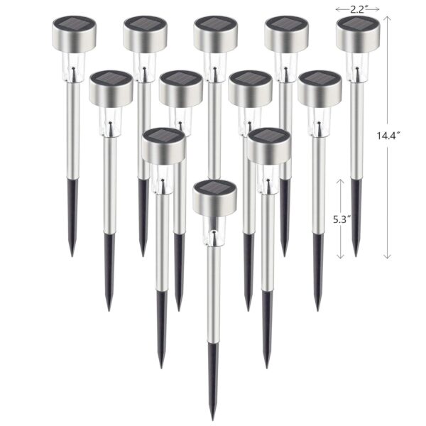 Solar Outdoor Lights, Solar Lights Outdoor Waterproof, Stainless Steel LED Pathway Lights Outdoor Solar Lights Solar Garden Lights for Patio, Lawn, Yard and Landscape
