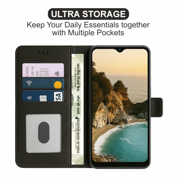 AIBEX ® Shock Proof Flip Compatible for Samsung A14 5G Flip Cover Leather Finish | Inside TPU with Card Pockets | Wallet Stand | Complete Protection Flip Case