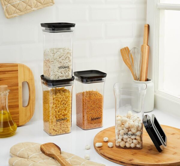 1776152533_Amazon-Brand-Solimo-Plastic-Storage-Jar-and-Container-Set-I-Air-Tight-BPA-Free-Containers-for-Kitchen-Storage-Set-I-Grocery-Kitchen-Container-Set-I-Multipurpose-Jar-1100-Ml-Each-Set-4-Black.jpg Amazon Brand - Solimo Plastic Storage Jar and Container Set I Air Tight & BPA Free Containers for Kitchen Storage Set I Grocery Kitchen Container Set I Multipurpose Jar, 1100 Ml Each, Set 4, Black