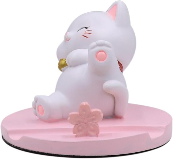 Kawaii Cat Phone Stand – Cute Desk Ornament Universal Holder for All Smartphones & Tablets – Adorable Desktop Cat Figurine for Office, Home, Gift – Non-Slip & Sturdy Base (Lying Down)