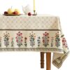 ishro home Premium Dining Table Cover 6 Seater | Table Cover Cloth | Table Cloth 6 Seater – Soft European Fabric, Frill Design, Machine Washable | (Phoolwari Jahan, 56x90 Inch (6-8 Seater))
