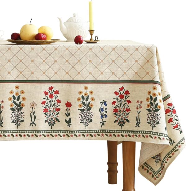 ishro home Premium Dining Table Cover 6 Seater | Table Cover Cloth | Table Cloth 6 Seater – Soft European Fabric, Frill Design, Machine Washable | (Phoolwari Jahan, 56x90 Inch (6-8 Seater))