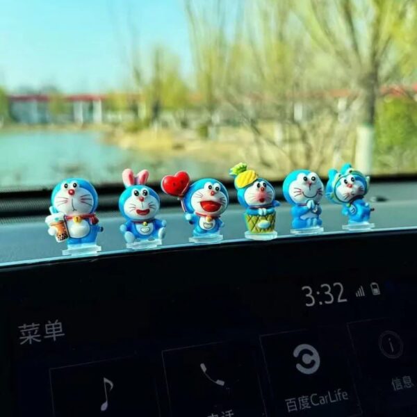 Doraemon Cartoon Mini Figurines 6 Pcs Set – Colorful Resin Car Dashboard Decor, Cute Home & Office Accessories-6