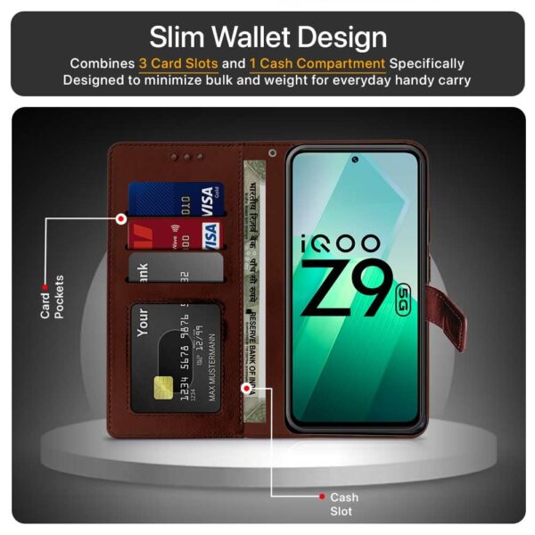 1776174976_WOW-IMAGINE-Shock-Proof-Flip-Cover-Back-Case-Cover-for-iQOO-Z9-5G-Flexible-Leather-Finish-Card-Pockets-Wallet-Stand-Chestnut-Brown.jpg WOW IMAGINE Shock Proof Flip Cover Back Case Cover for iQOO Z9 5G (Flexible | Leather Finish | Card Pockets Wallet & Stand | Chestnut Brown)