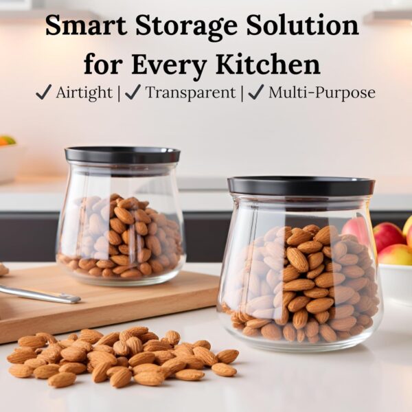 1776187203_Airtight-Matuki-Jar-Container-Set-of-2-900ml-Each-BPA-Free-Kitchen-Storage-Jars-for-Grocery-Masala-Pulses-Snacks-Leakproof-Transparent-Stackable-Containers.jpg Airtight Matuki Jar Container Set of 2 (900ml Each) BPA Free Kitchen Storage Jars for Grocery, Masala, Pulses, Snacks | Leakproof Transparent Stackable Containers
