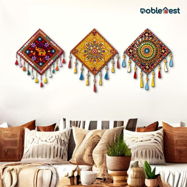 Gujrati Wooden Wall Art Hanging for Living Traditional Rangoli Design Room Decoration Item for Home, Modern Decor Items, Wall Hanging for Office and Bedroom (NGAC-082437)