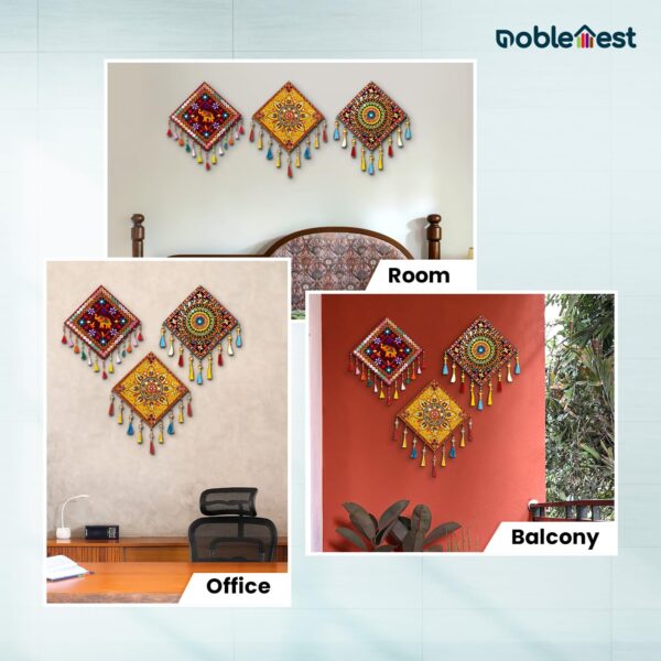 Gujrati Wooden Wall Art Hanging for Living Traditional Rangoli Design Room Decoration Item for Home, Modern Decor Items, Wall Hanging for Office and Bedroom (NGAC-082437)