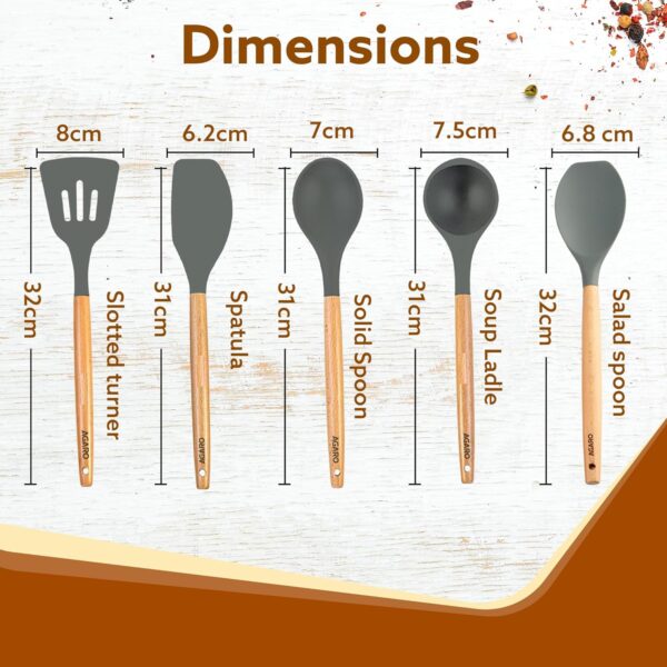 AGARO Silicone Spatula Set of 5, Large Heat Resistant Spatula for Cooking, Baking and Mixing, Non-Stick Cookware for Kitchen, BPA Free, Flexible, Seamless Design, Royal, Grey