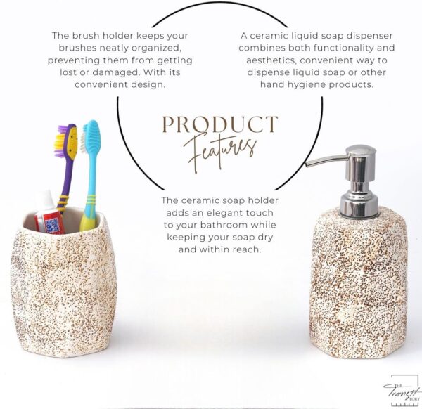 1776200652_Premium-Ceramic-Bathroom-Set-of-2-Soap-Dispenser-Toothbrush-Holder-for-Bathroom-Countertop-Stylish-Handmade-Ceramic-Bath-Accessories-Modern-Vanity-Set-Brown.jpg Premium Ceramic Bathroom Set of 2 | Soap Dispenser & Toothbrush Holder for Bathroom Countertop | Stylish Handmade Ceramic Bath Accessories | Modern Vanity Set | Brown