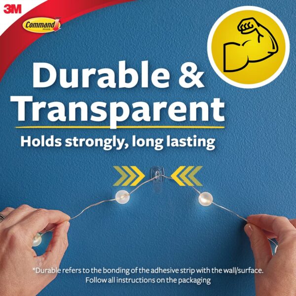 3M Command Clear Mini Wall Hooks, holds 225gms, no paint damage, Holds Strongly, Adhesive hooks for wall, Reusable, Multi-surface (Transparent, 6 hooks, 8 strips)