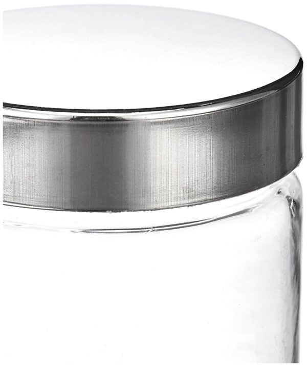 Amazon Brand - Solimo Plastic Storage Jar & Containers | Set of 6 | Steel Cap Jar Set | Air Tight & BPA Free | Multipurpose Jar Set | 200 ML | Silver, Transparent