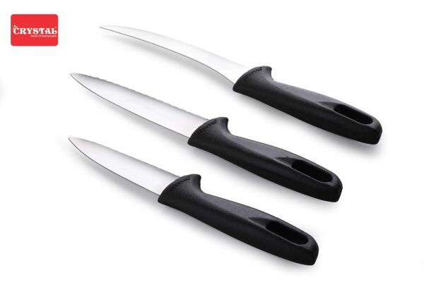 Crystal Stainless Steel Knife Set, Set of 3, Multicolour