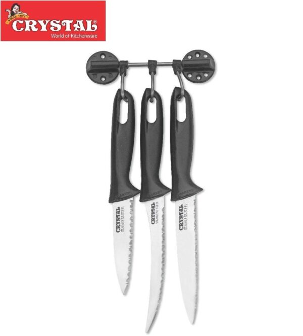Crystal Stainless Steel Knife Set, Set of 3, Multicolour