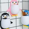Penguin Wall-Mounted Storage Holder | Multi-Purpose Organizer for Bathroom, Kitchen & Kids Room | Cute Animal Wall Hook Rack for Accessories, Stationery & Toiletries | Space Saver Design (Pack of 2)