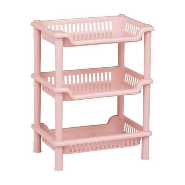 Epicasa® Plastic Multipurpose Storage Organizer Rack | Utility Cart for Living Room, Bathroom, Kitchen, Office | (Classic Pink, 3 Tier)