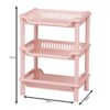 Epicasa® Plastic Multipurpose Storage Organizer Rack | Utility Cart for Living Room, Bathroom, Kitchen, Office | (Classic Pink, 3 Tier)