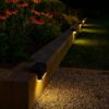 Dhavl Solar Step Lights Outdoor Waterproof – Stainless Steel Solar Stair Deck Lights | Auto On/Off LED Step Lighting for Porch, Patio, Fence, Pathway, Garden, Wall, Stairs – Warm White (Pack of 8)